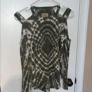 Chaser off the shoulder Olive green Tie-Dye Top